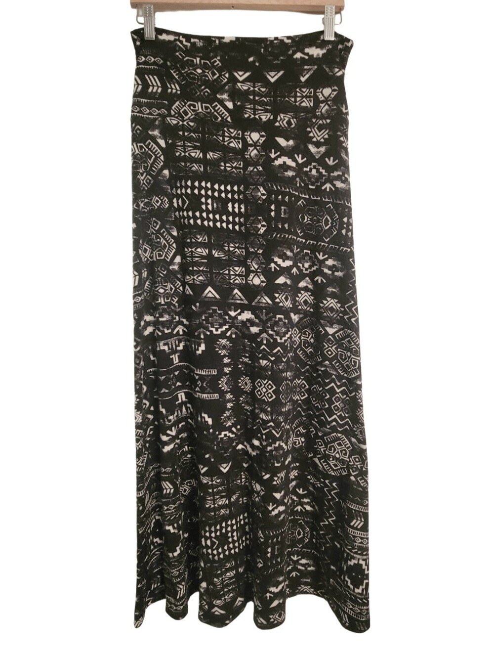 Maxi Skirt with Black & White Aztec Print